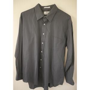 Sears Roebuck Grey Cotton Blend Long Sleeve Oxford Dress Shirt 17.5 x 34/35